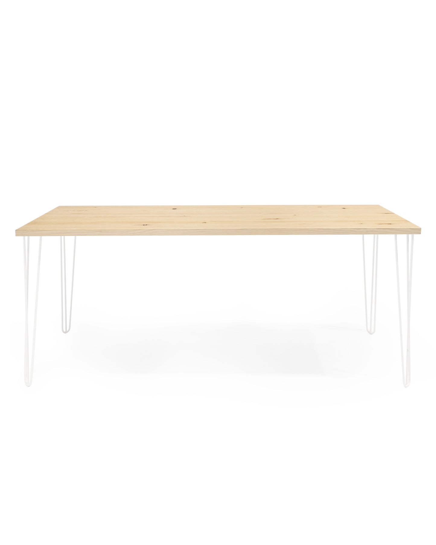 Mesa de comedor de madera maciza natural patas blancas 160x80cm - DECOWOOD