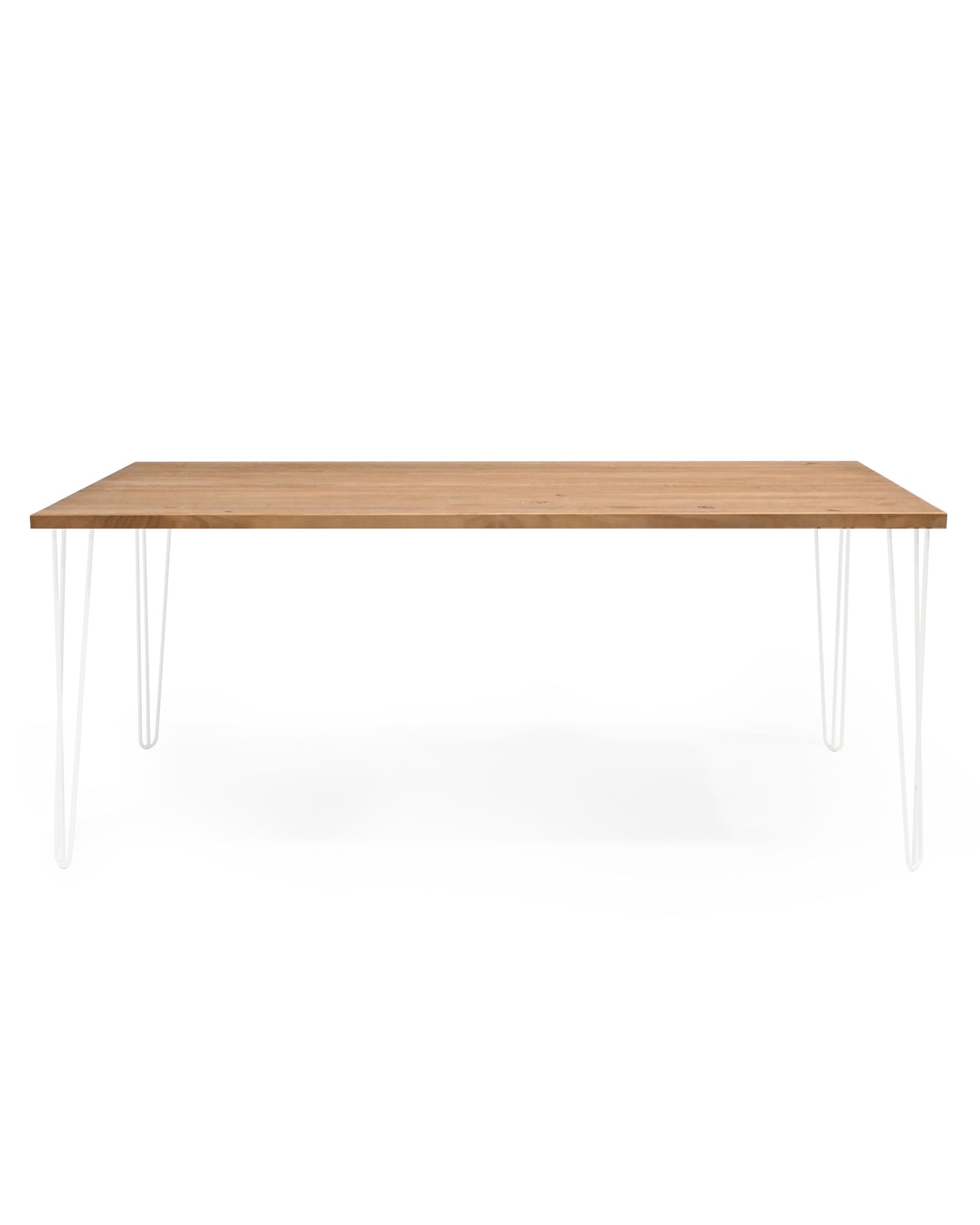 Mesa de comedor de madera maciza roble oscuro patas blancas 160x80cm - DECOWOOD