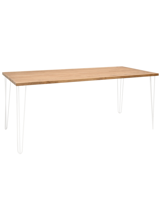 Mesa de comedor de madera maciza roble oscuro patas blancas 180x80cm - DECOWOOD