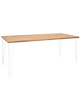 Mesa de comedor de madera maciza roble oscuro patas blancas 180x80cm - DECOWOOD