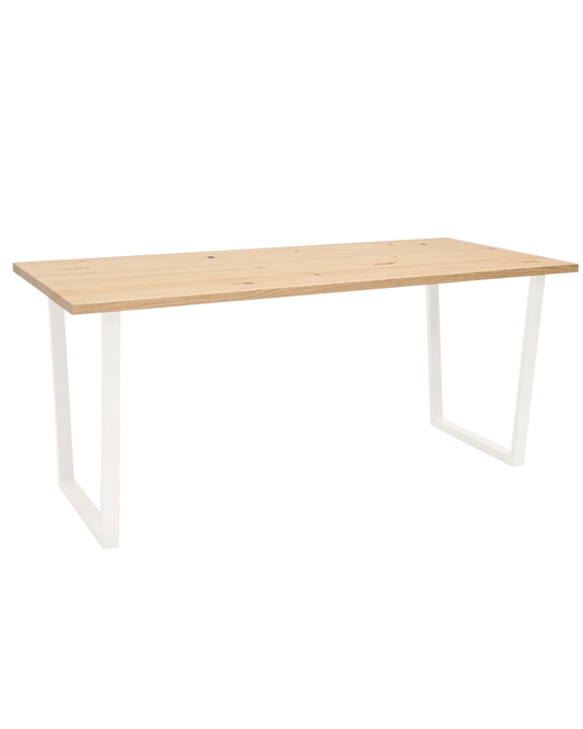 Mesa de comedor de madera maciza natural patas blancas 160x80cm - DECOWOOD