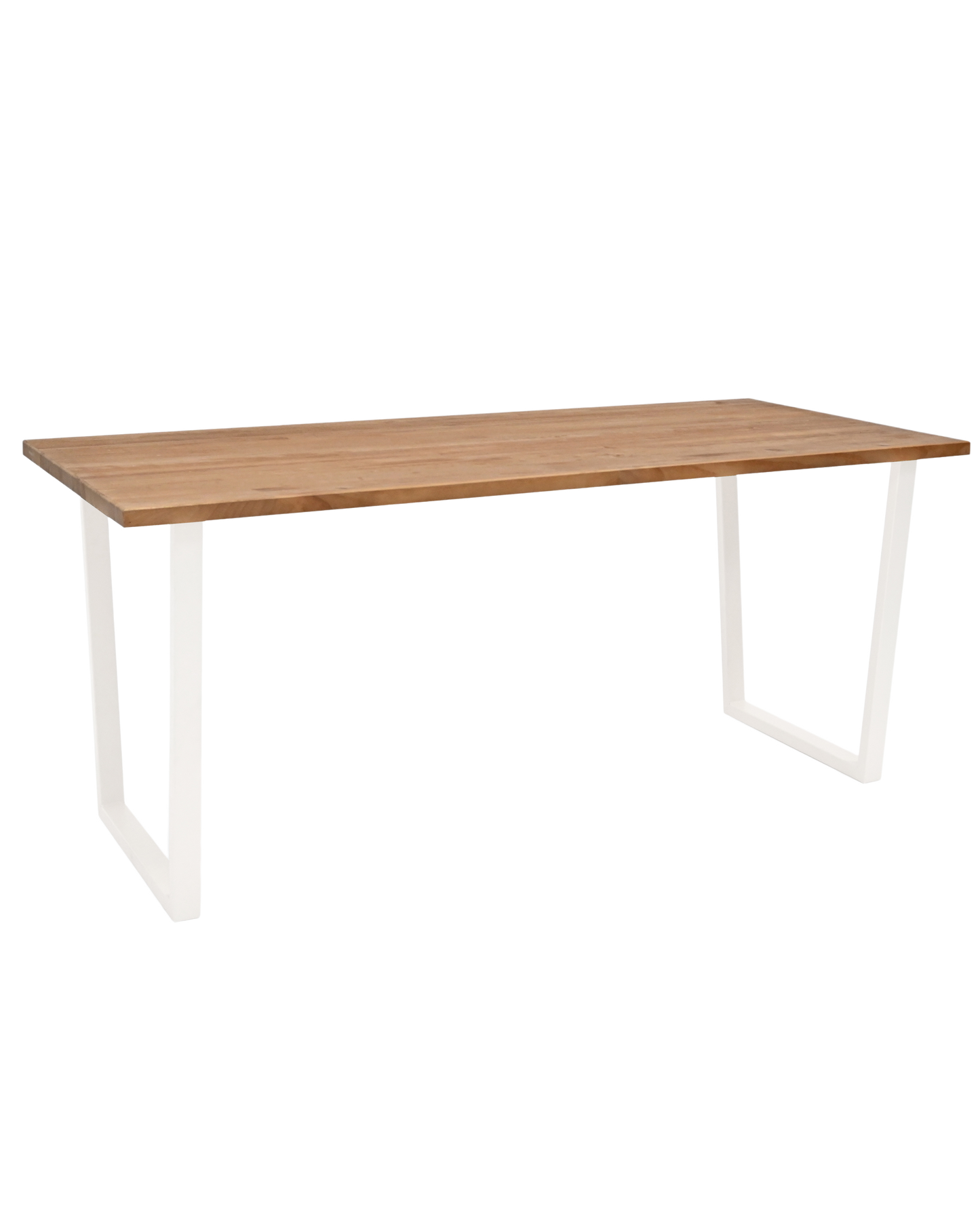 Mesa de comedor de madera maciza roble oscuro patas blancas 160x80cm - DECOWOOD