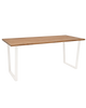 Mesa de comedor de madera maciza roble oscuro patas blancas 200x80cm - DECOWOOD