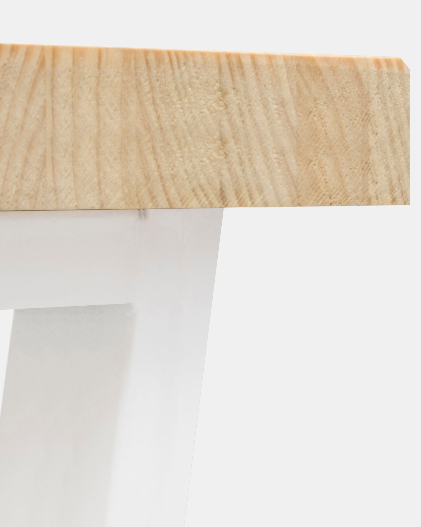 Banco de madera maciza acabado natural con patas de hierro blancas de 180cm - DECOWOOD