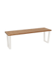 Banco de madera maciza acabado roble oscuro con patas de hierro blancas de 140cm - DECOWOOD