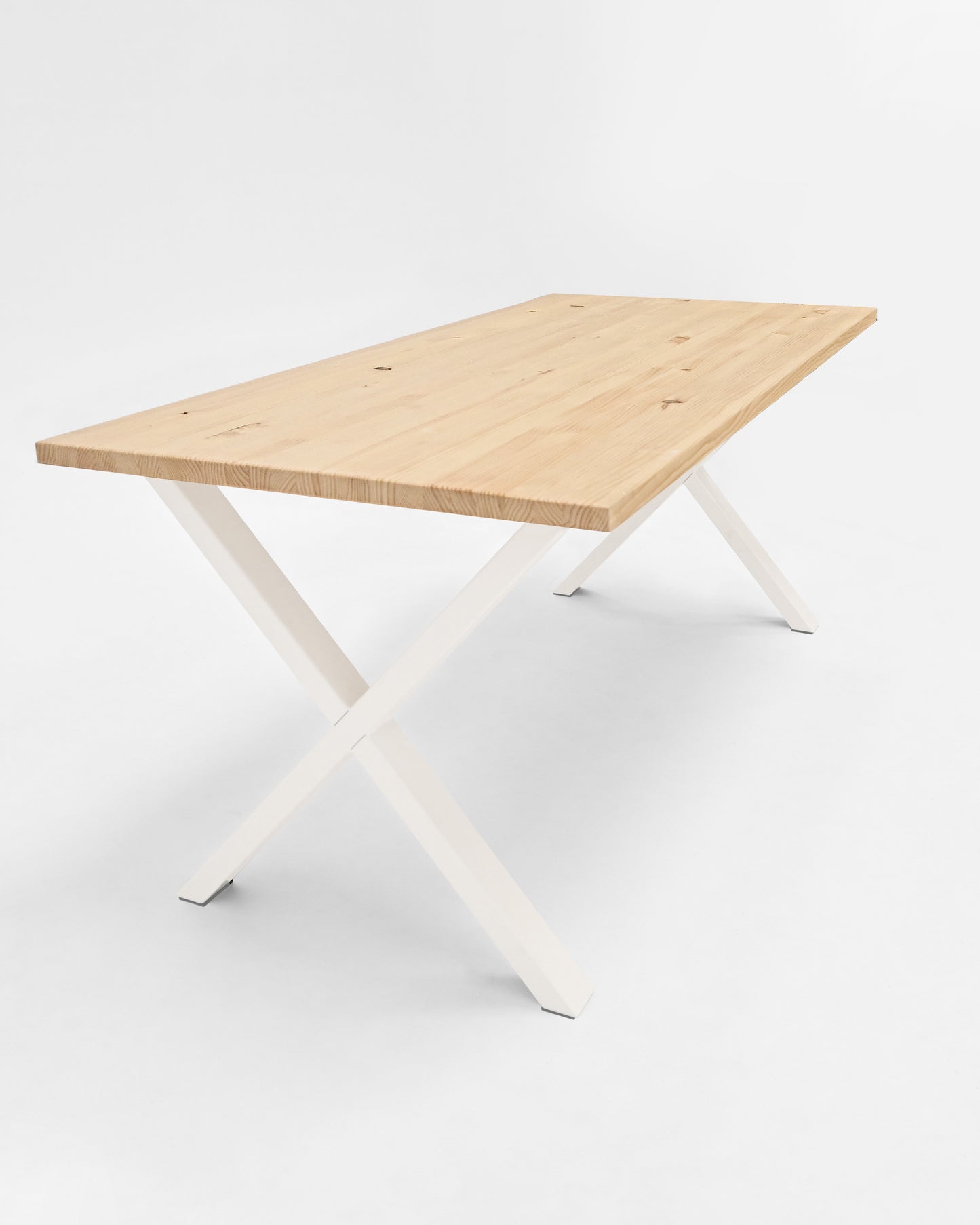 Mesa de comedor de madera maciza natural patas blancas 120x80cm - DECOWOOD