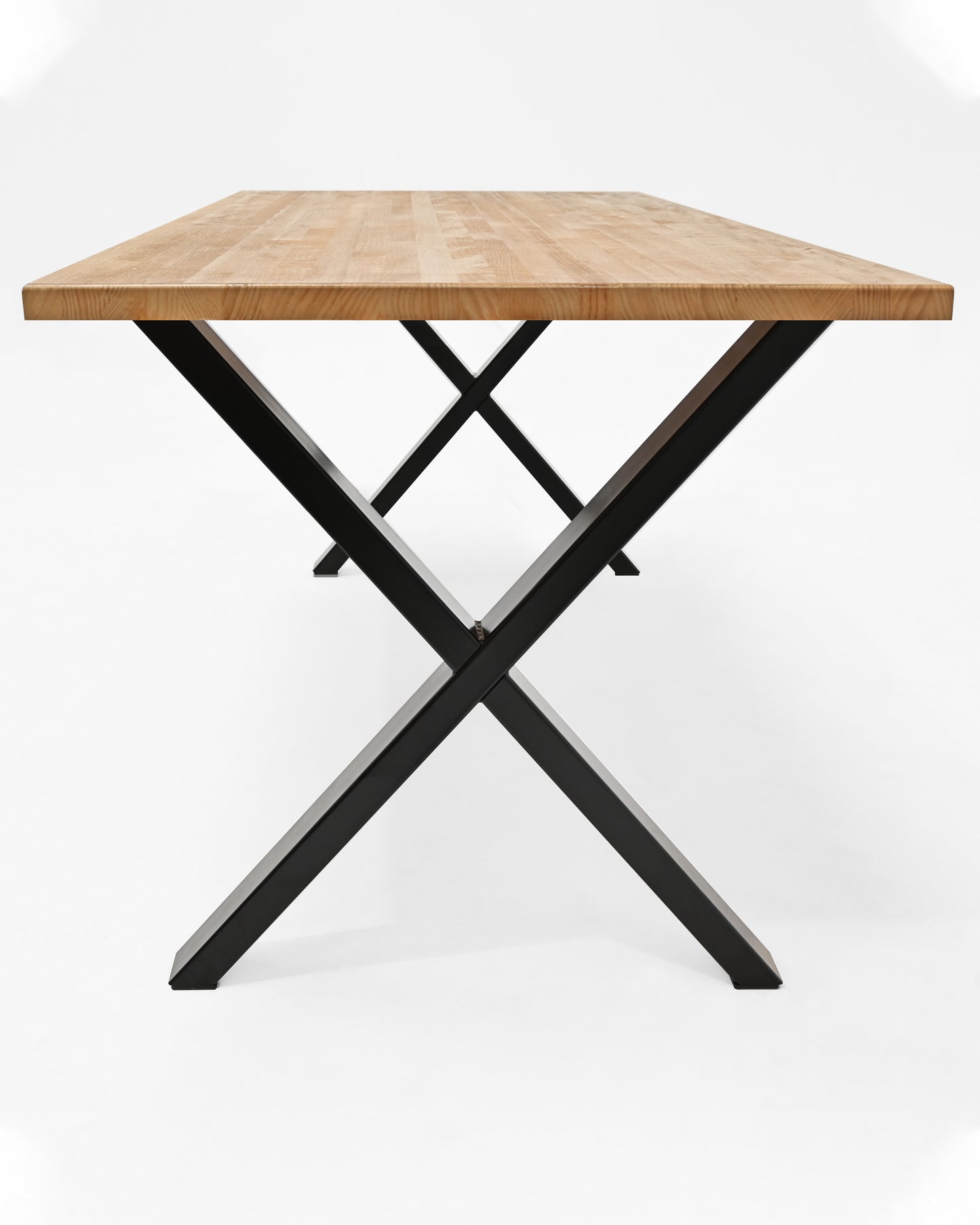 Mesa de comedor de madera maciza roble oscuro patas negras 180x80cm - DECOWOOD