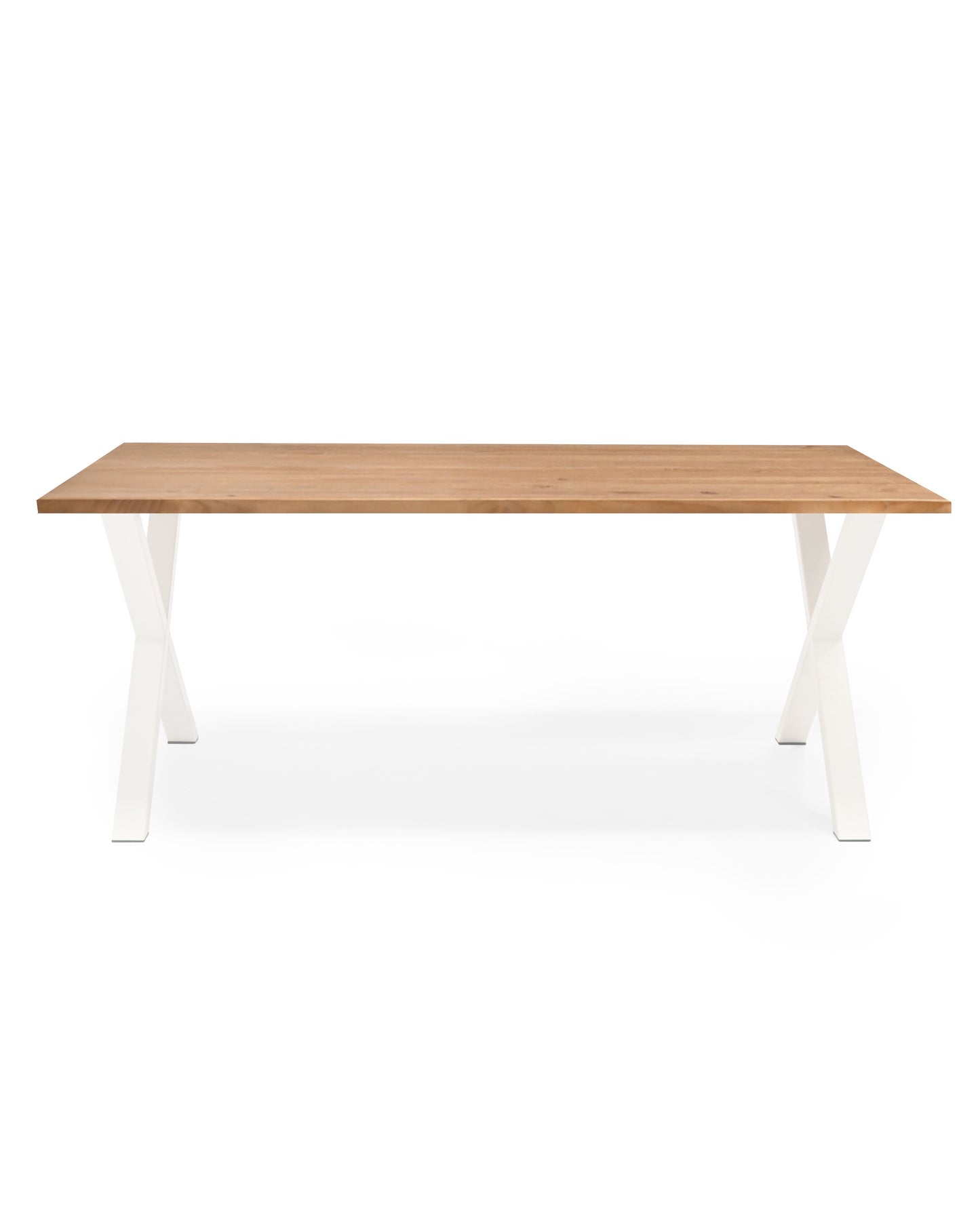Mesa de comedor de madera maciza roble oscuro patas blancas 180x80cm - DECOWOOD