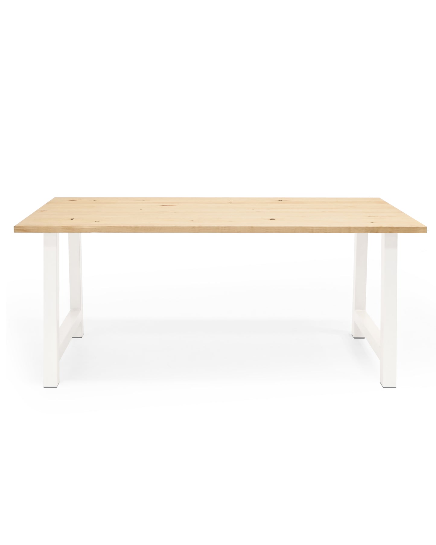 Mesa de comedor de madera maciza natural patas blancas 160x80cm - DECOWOOD