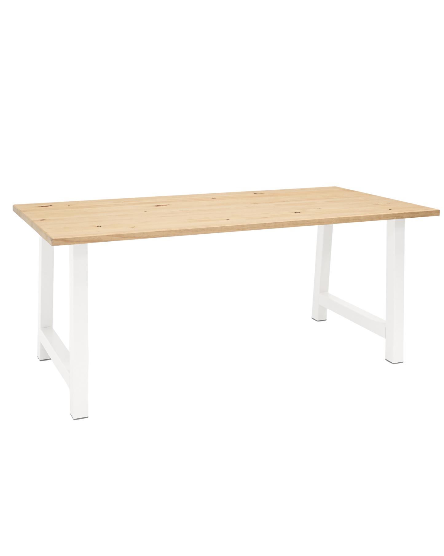 Mesa de comedor de madera maciza natural patas blancas 200x80cm - DECOWOOD