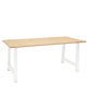 Mesa de comedor de madera maciza natural patas blancas 150x80cm - DECOWOOD