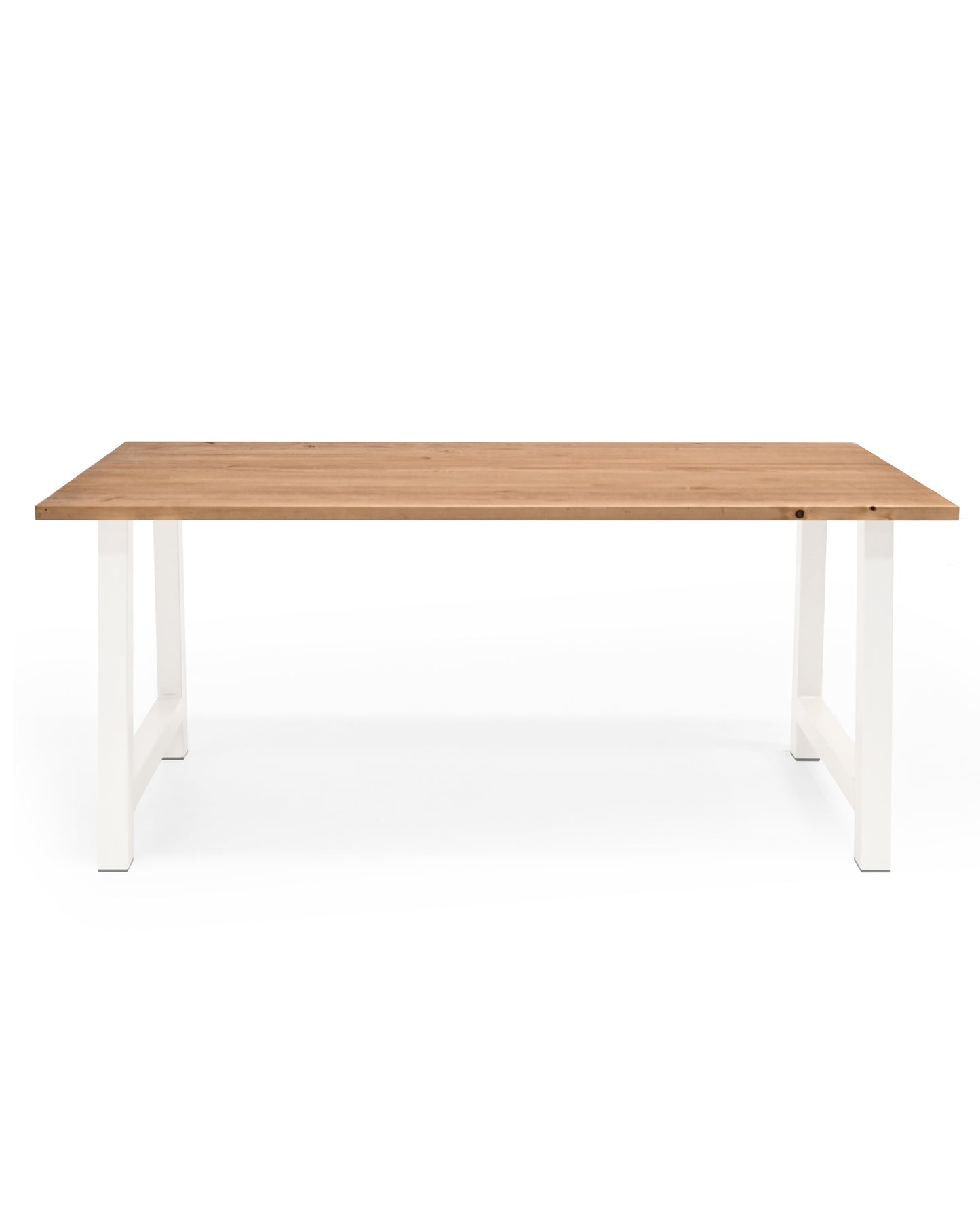 Mesa de comedor de madera maciza roble oscuro patas blancas 140x80cm - DECOWOOD