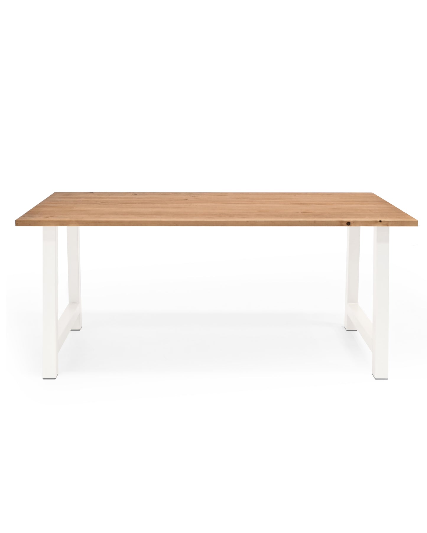 Mesa de comedor de madera maciza roble oscuro patas blancas 180x80cm - DECOWOOD