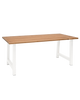 Mesa de comedor de madera maciza roble oscuro patas blancas 140x80cm - DECOWOOD