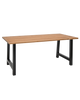 Mesa de comedor de madera maciza roble oscuro patas negras 140x80cm - DECOWOOD