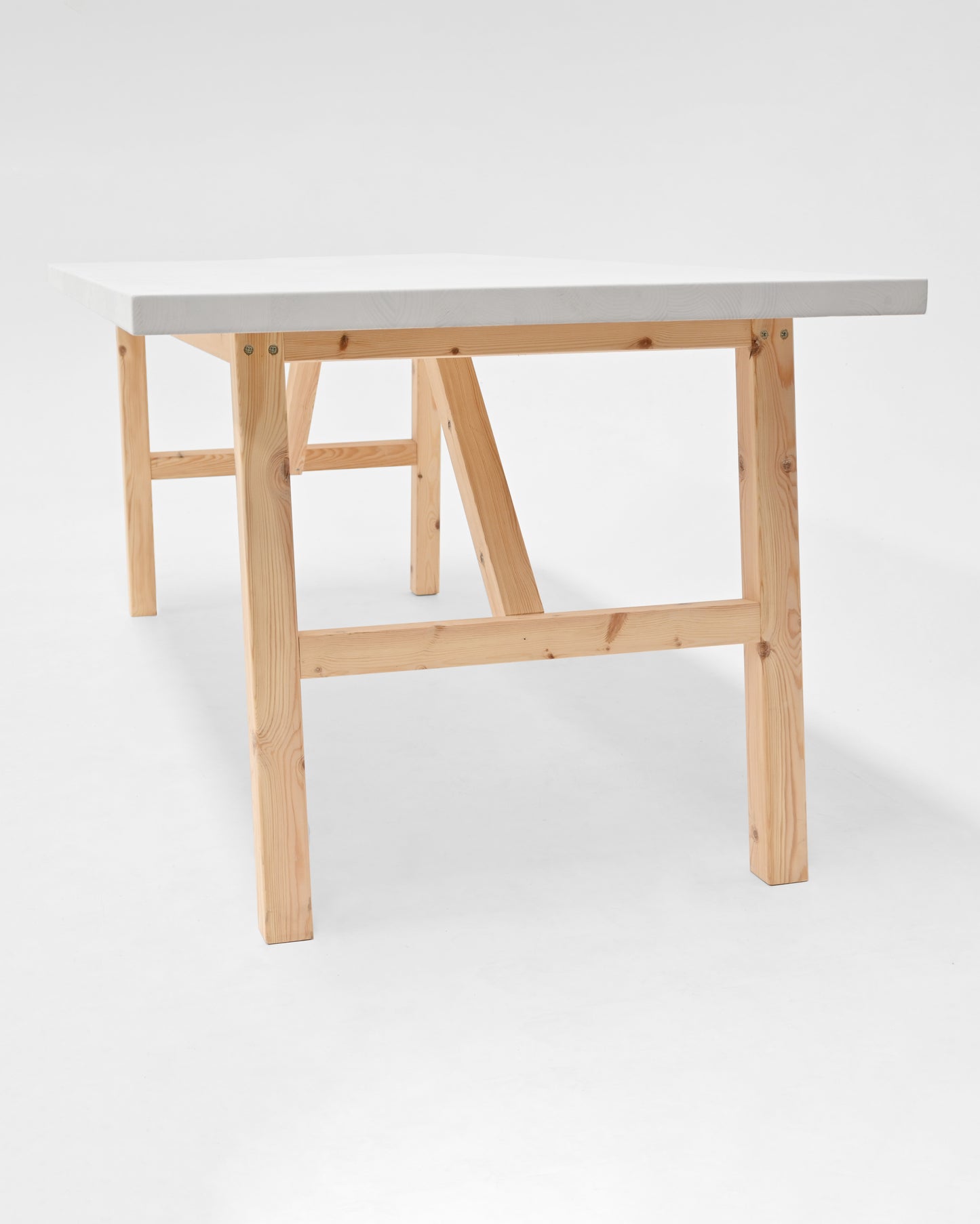 Mesa de comedor de madera maciza en tono blanco de 200x90cm - DECOWOOD