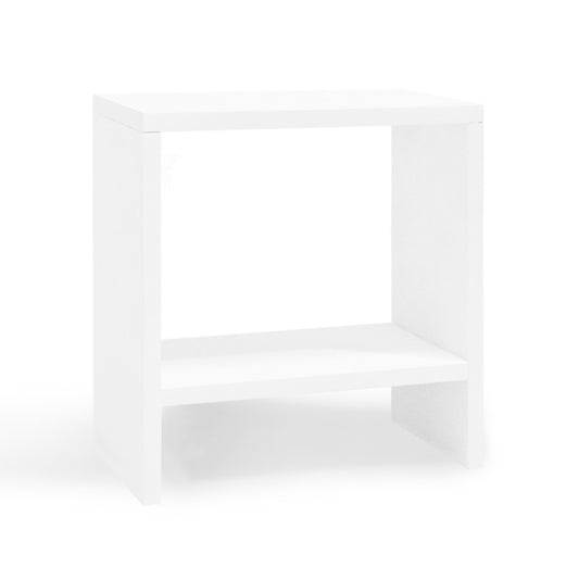 Mesita de noche de madera maciza en tono blanco de 40x20cm - DECOWOOD