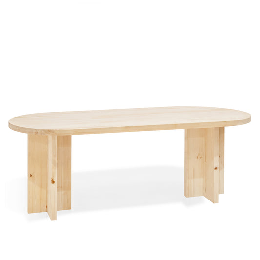 Mesa de comedor de madera maciza ovalada en tono natural de 160x78cm - DECOWOOD