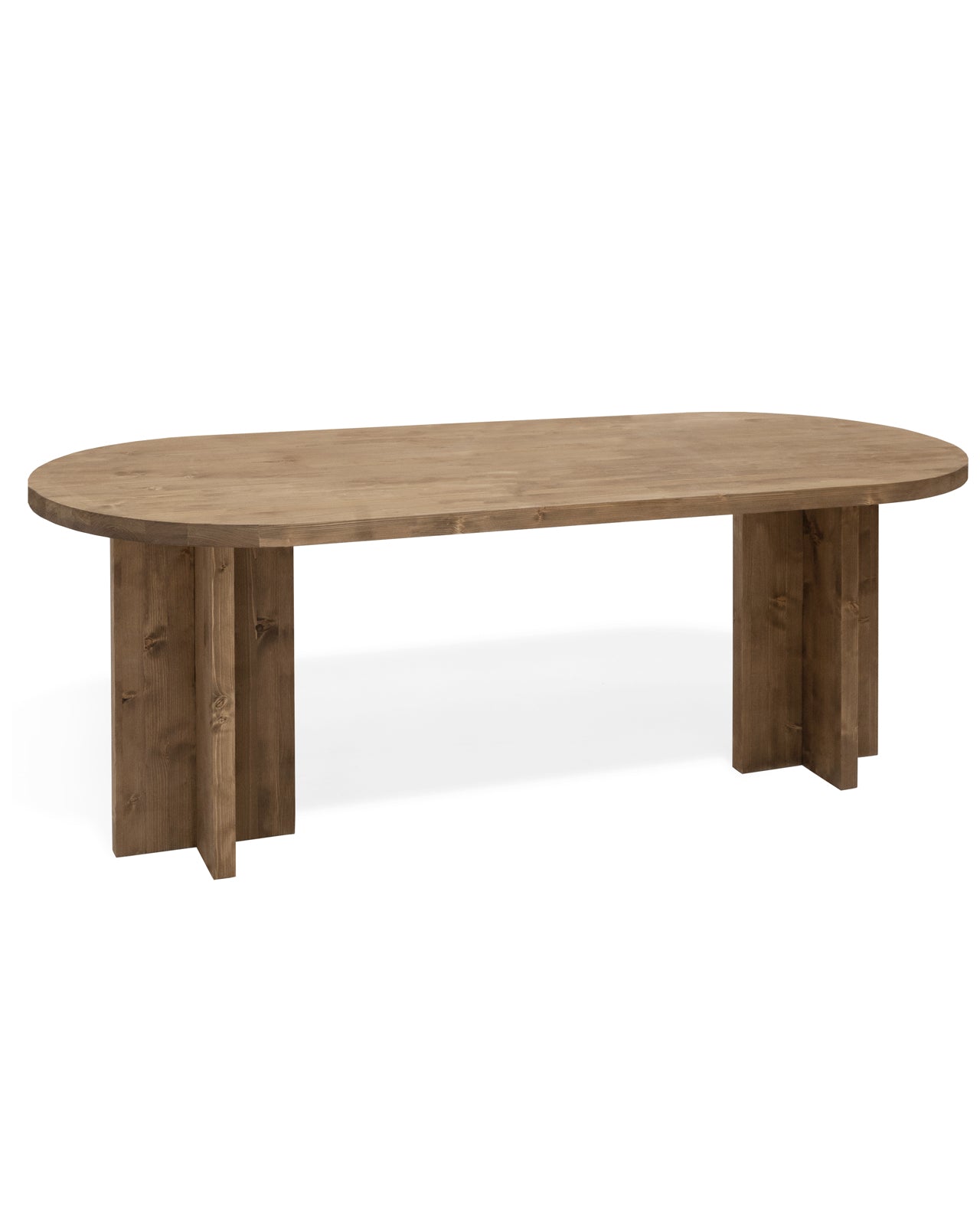 Mesa de comedor de madera maciza ovalada en tono roble oscuro de 180x80cm - DECOWOOD