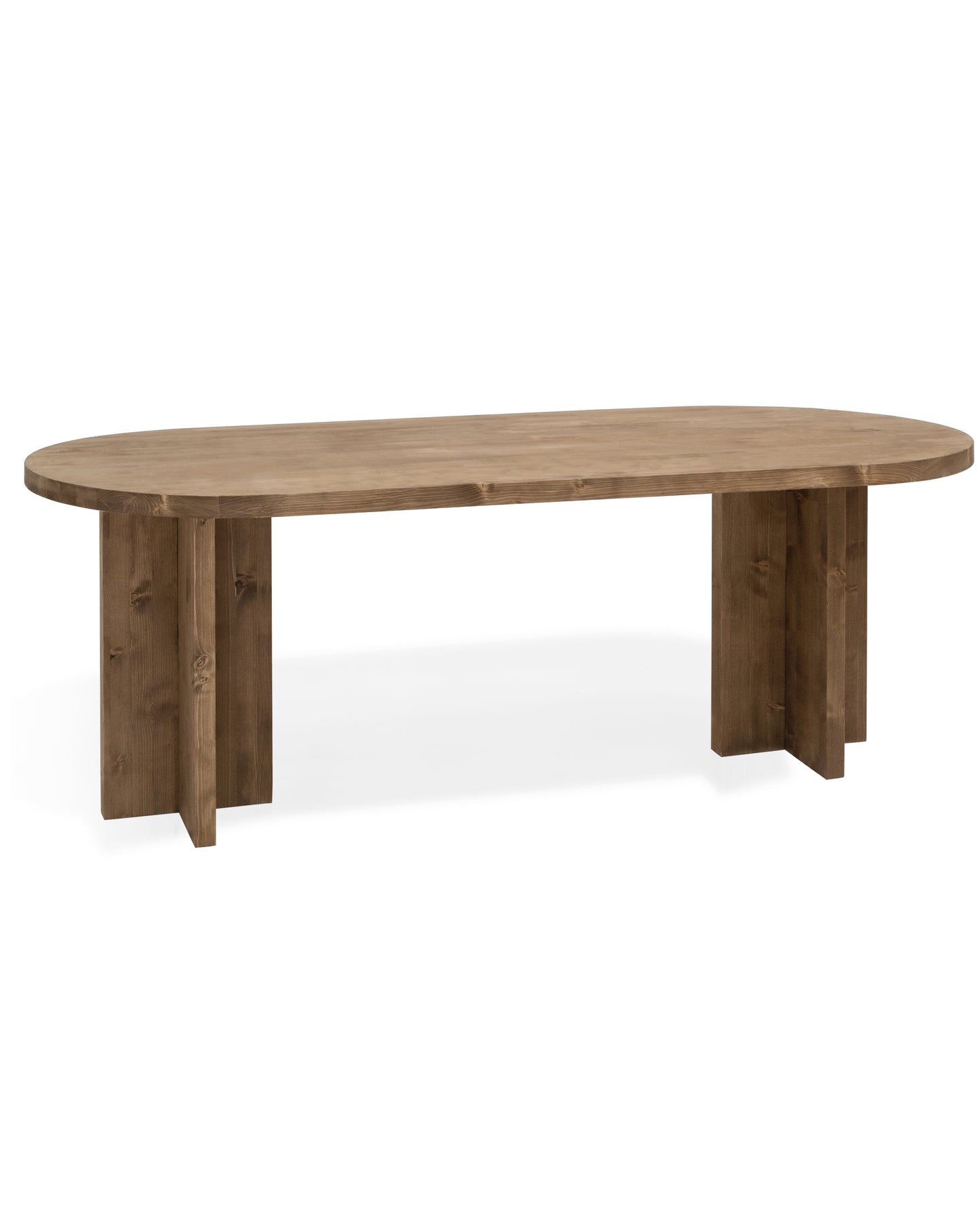 Mesa de comedor de madera maciza ovalada en tono roble oscuro de 180x80cm - DECOWOOD