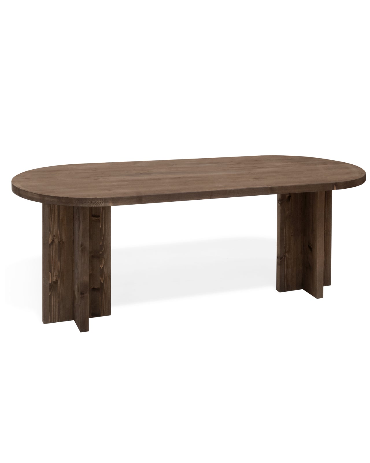 Mesa de comedor de madera maciza ovalada en tono nogal de 180x80cm - DECOWOOD