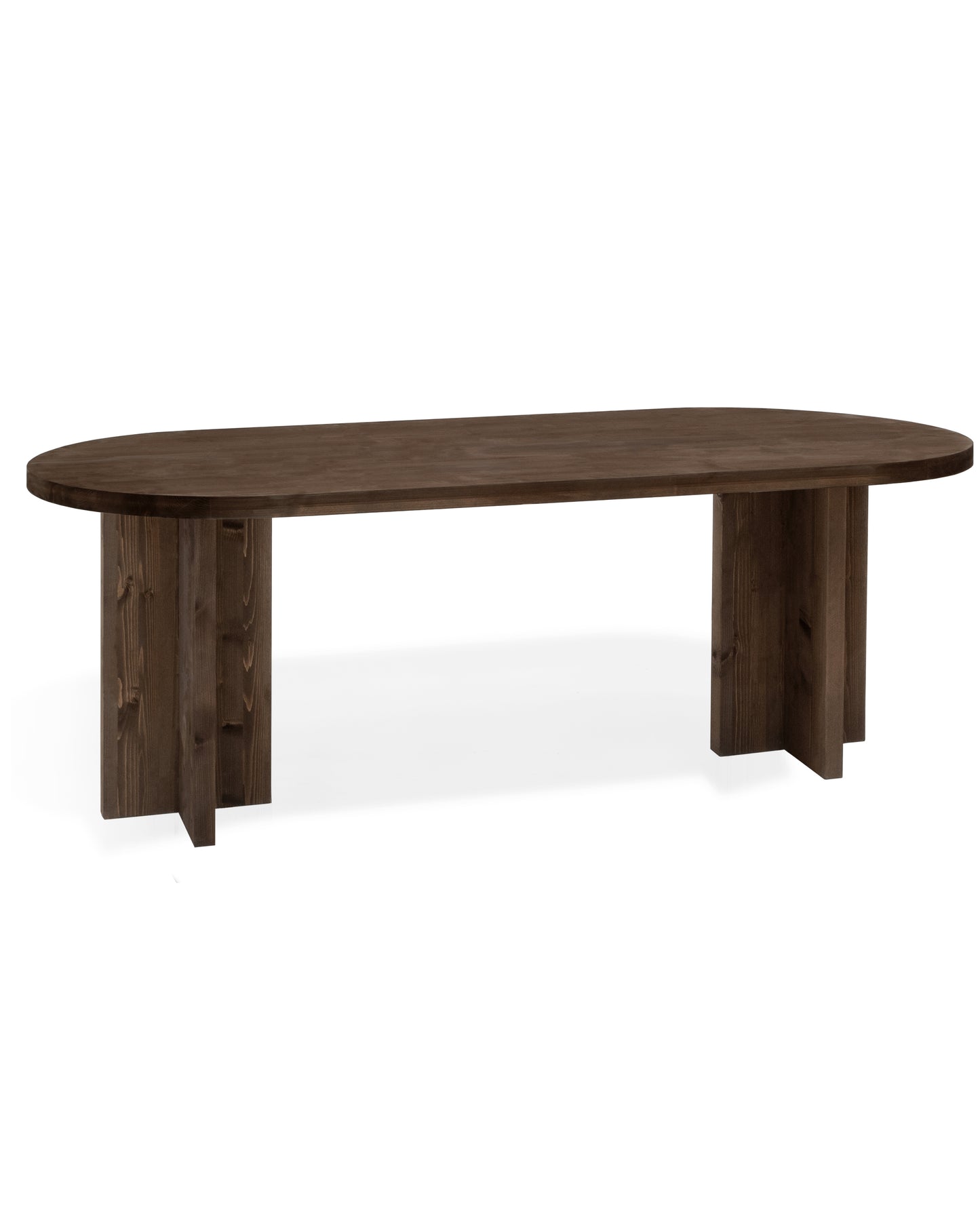 Mesa de comedor de madera maciza ovalada en tono nogal de 180x80cm - DECOWOOD