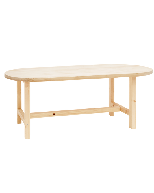 Mesa de comedor de madera maciza ovalada en tono natural de 160x78cm - DECOWOOD