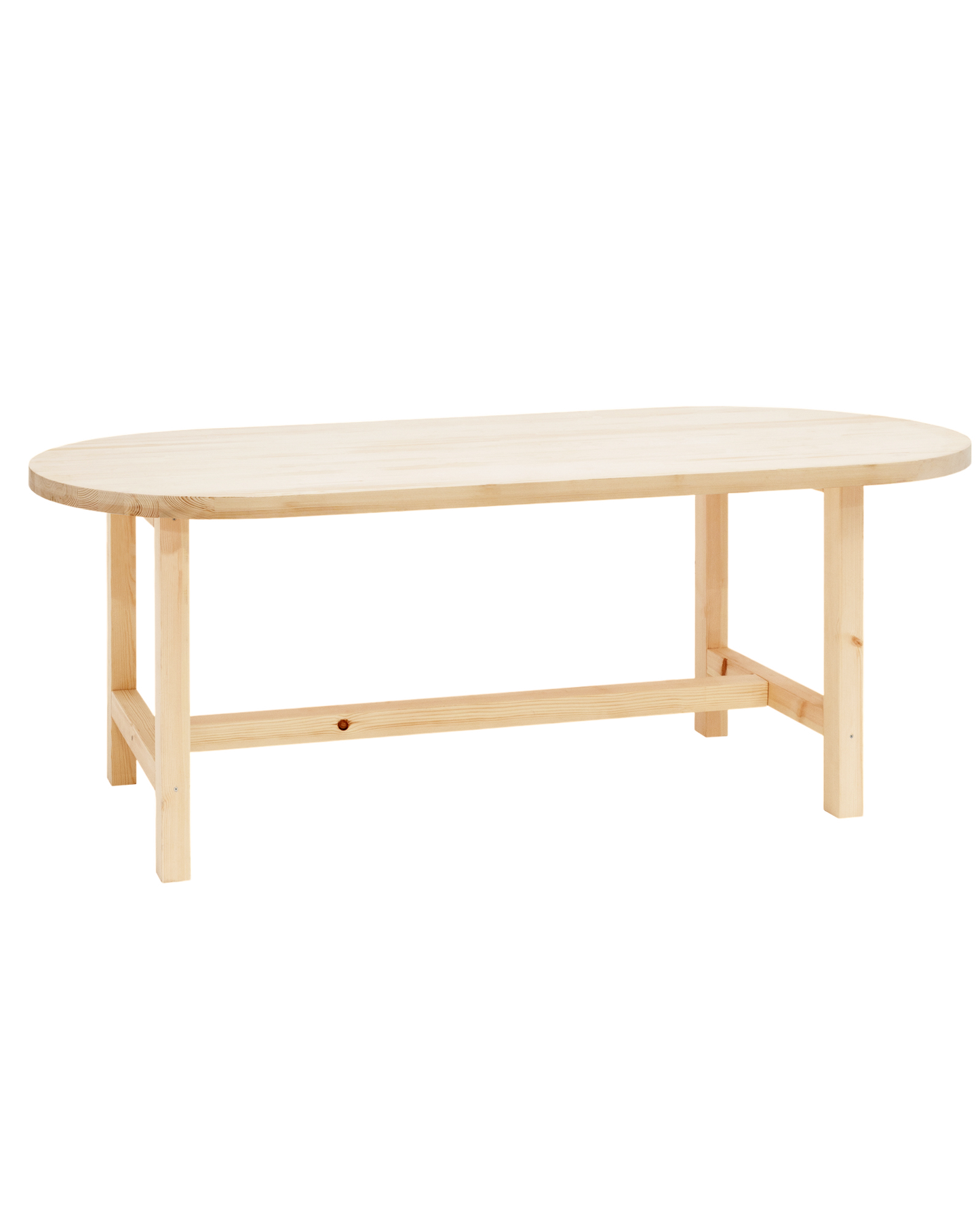 Mesa de comedor de madera maciza ovalada en tono natural de 180x80cm - DECOWOOD