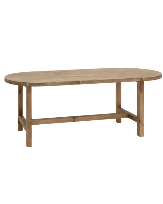 Mesa de comedor de madera maciza ovalada en tono roble oscuro 200x85cm - DECOWOOD