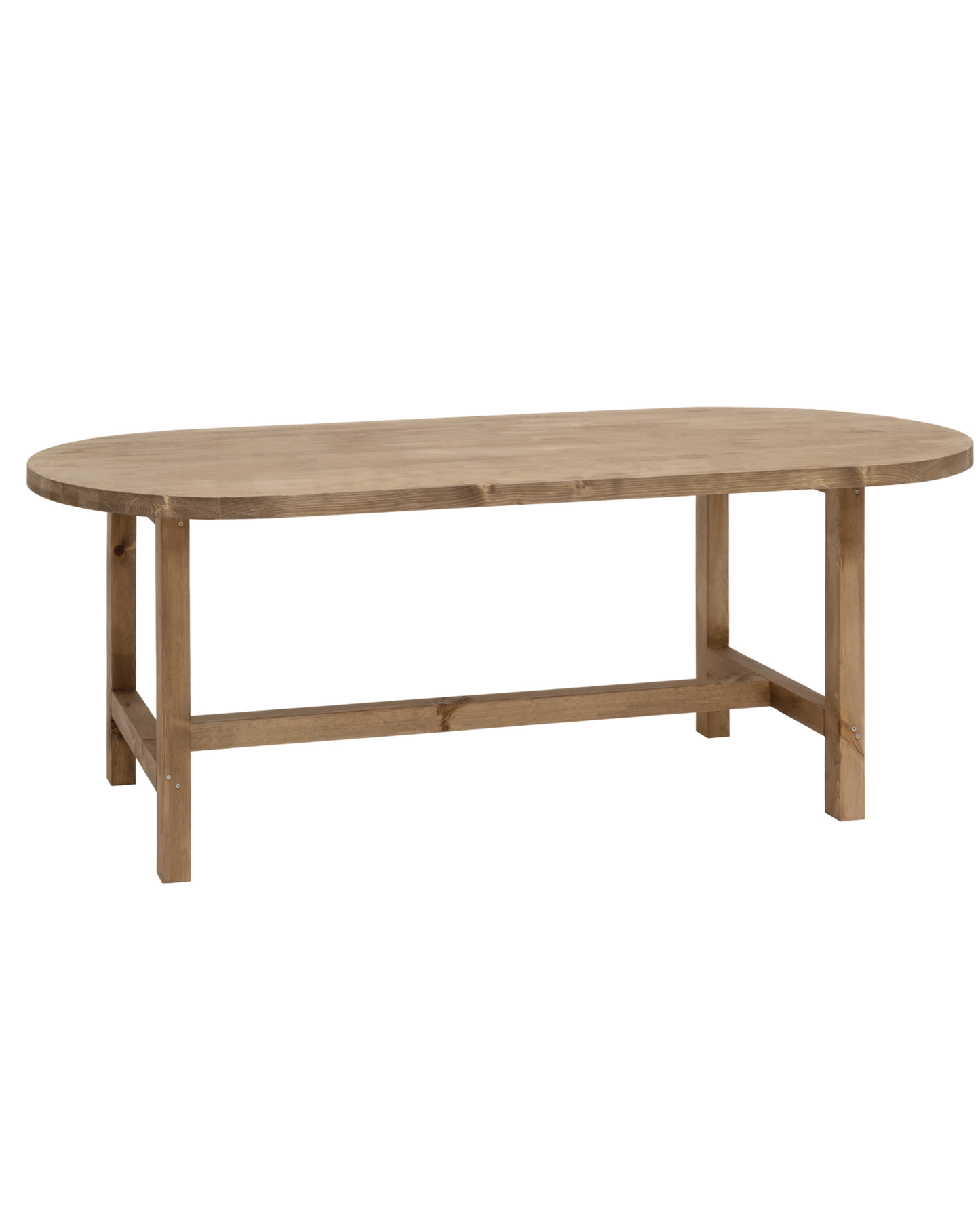 Mesa de comedor de madera maciza ovalada en tono roble oscuro 180x80cm - DECOWOOD