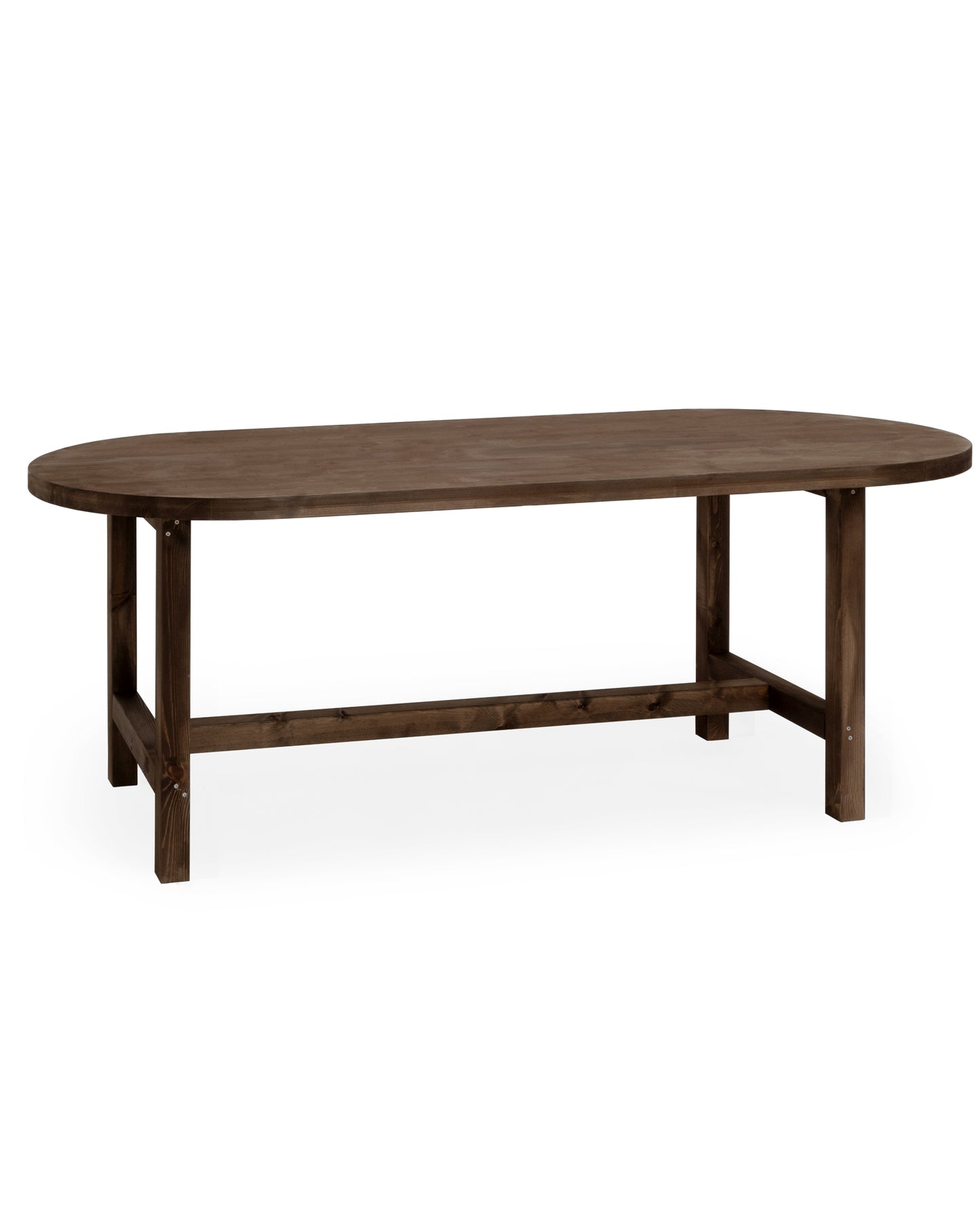 Mesa de comedor de madera maciza ovalada en tono nogal de 200x85cm - DECOWOOD