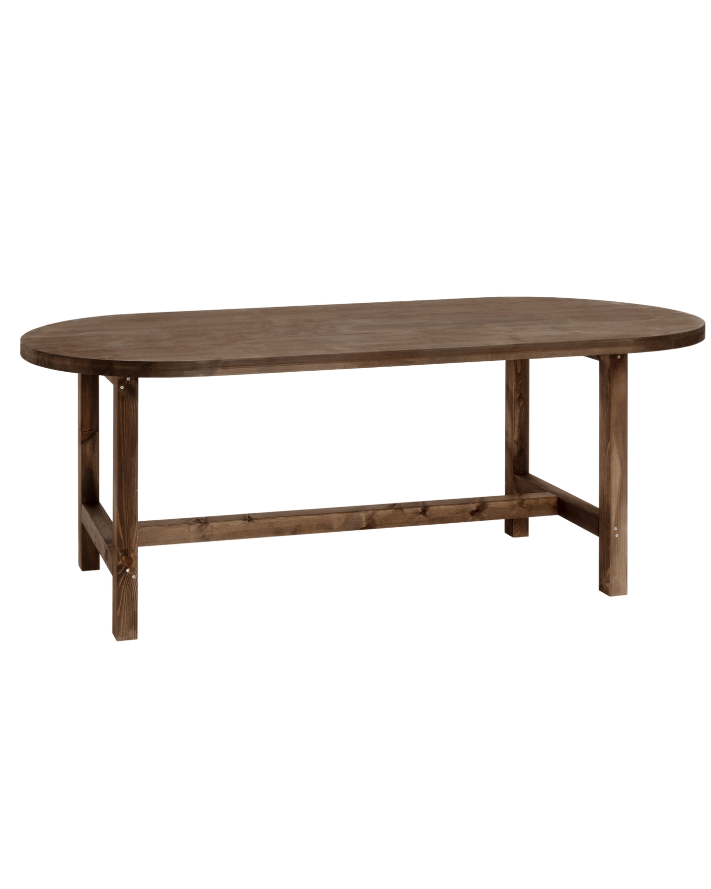 Mesa de comedor de madera maciza ovalada en tono nogal de 200x85cm - DECOWOOD