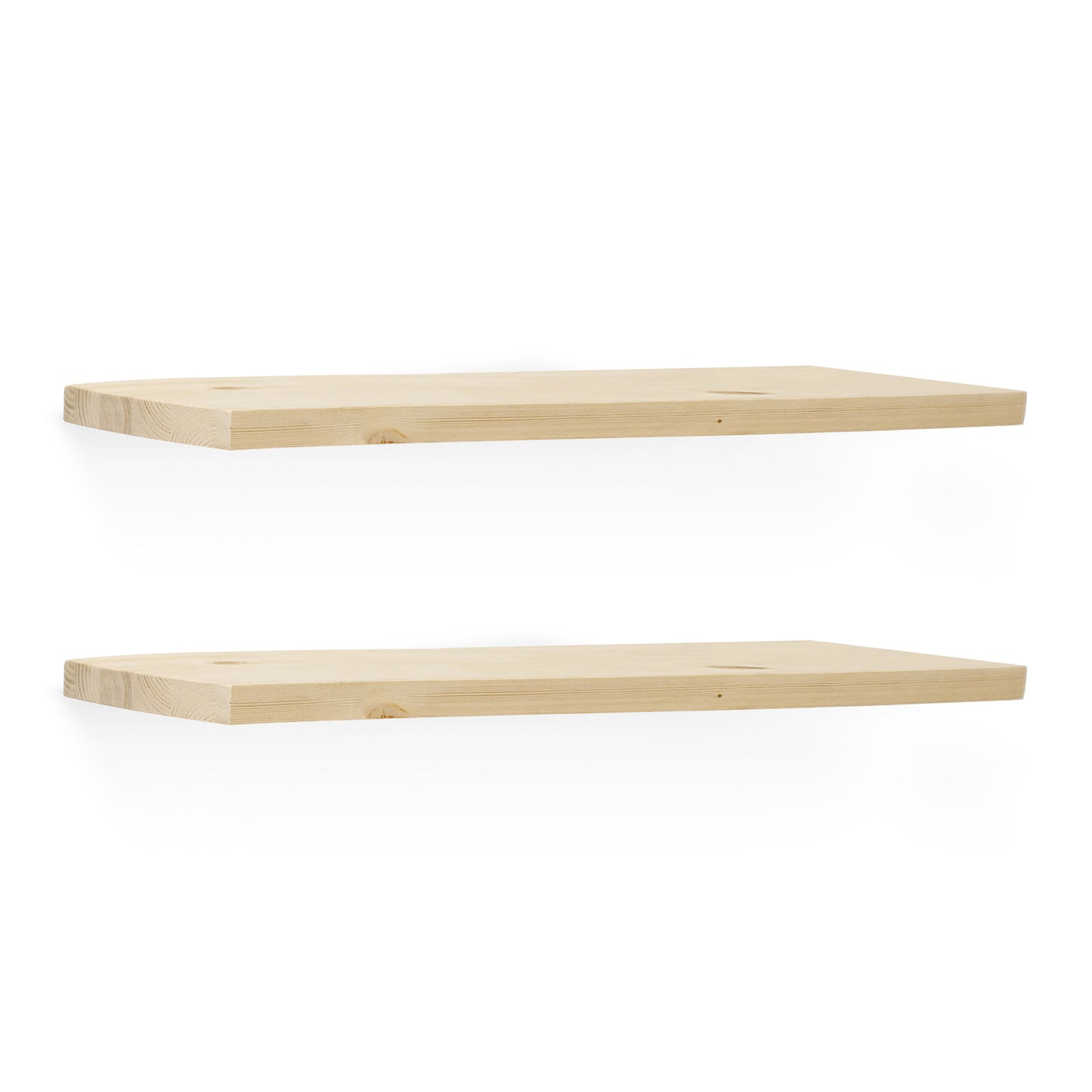 Pack 2 estanterías de madera maciza flotante acabado natural 100cm - DECOWOOD