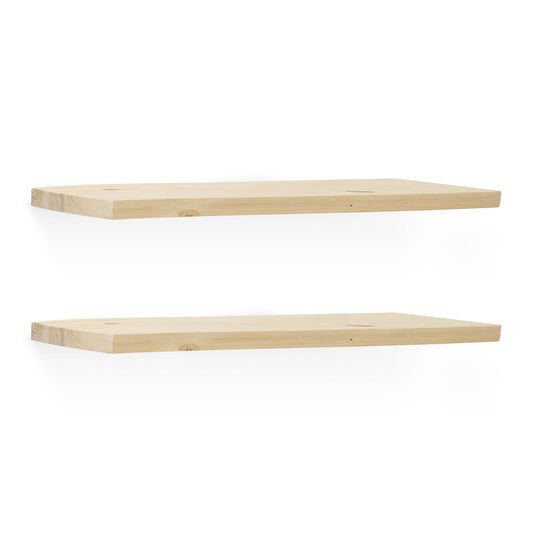 Pack 2 estanterías de madera maciza flotante acabado natural 100cm - DECOWOOD