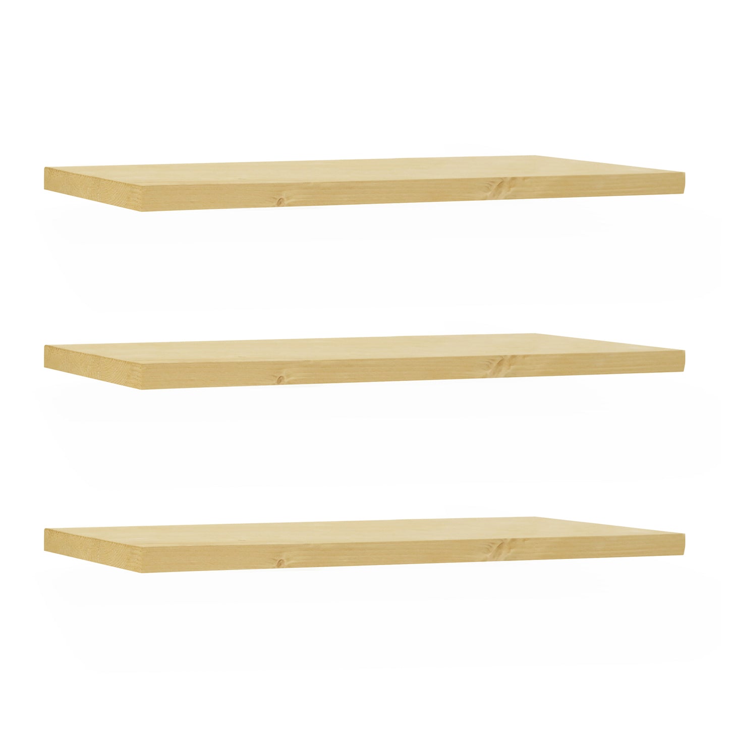 Pack 3 estanterías de madera maciza flotante acabado natural 140cm - DECOWOOD