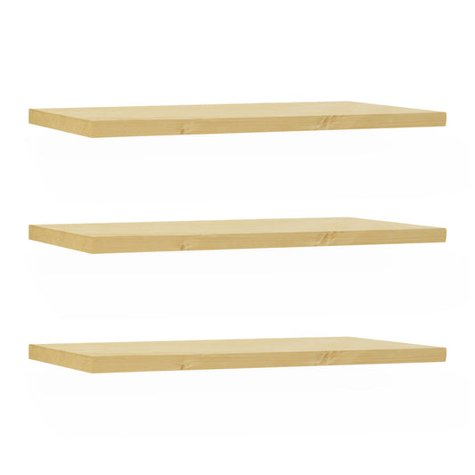 Pack 3 estanterías de madera maciza flotante acabado natural 140cm - DECOWOOD