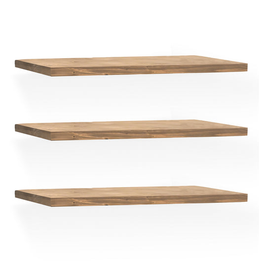 Pack 3 estanterías de madera maciza flotante acabado roble oscuro 80cm - DECOWOOD