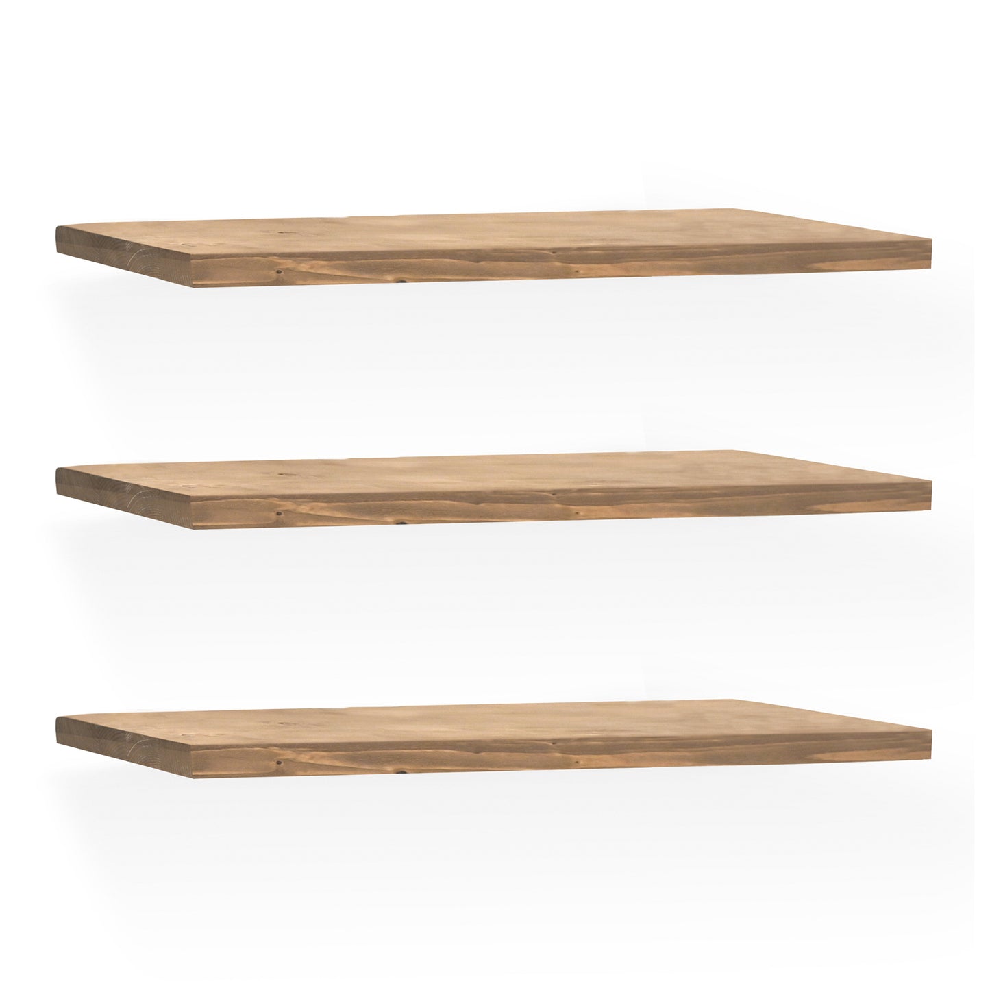 Pack 3 estanterías de madera maciza flotante acabado roble oscuro 140cm - DECOWOOD