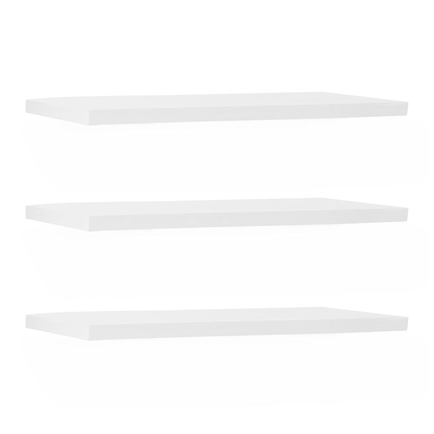 Pack 3 estanterías de madera maciza flotante acabado blanco 80cm - DECOWOOD