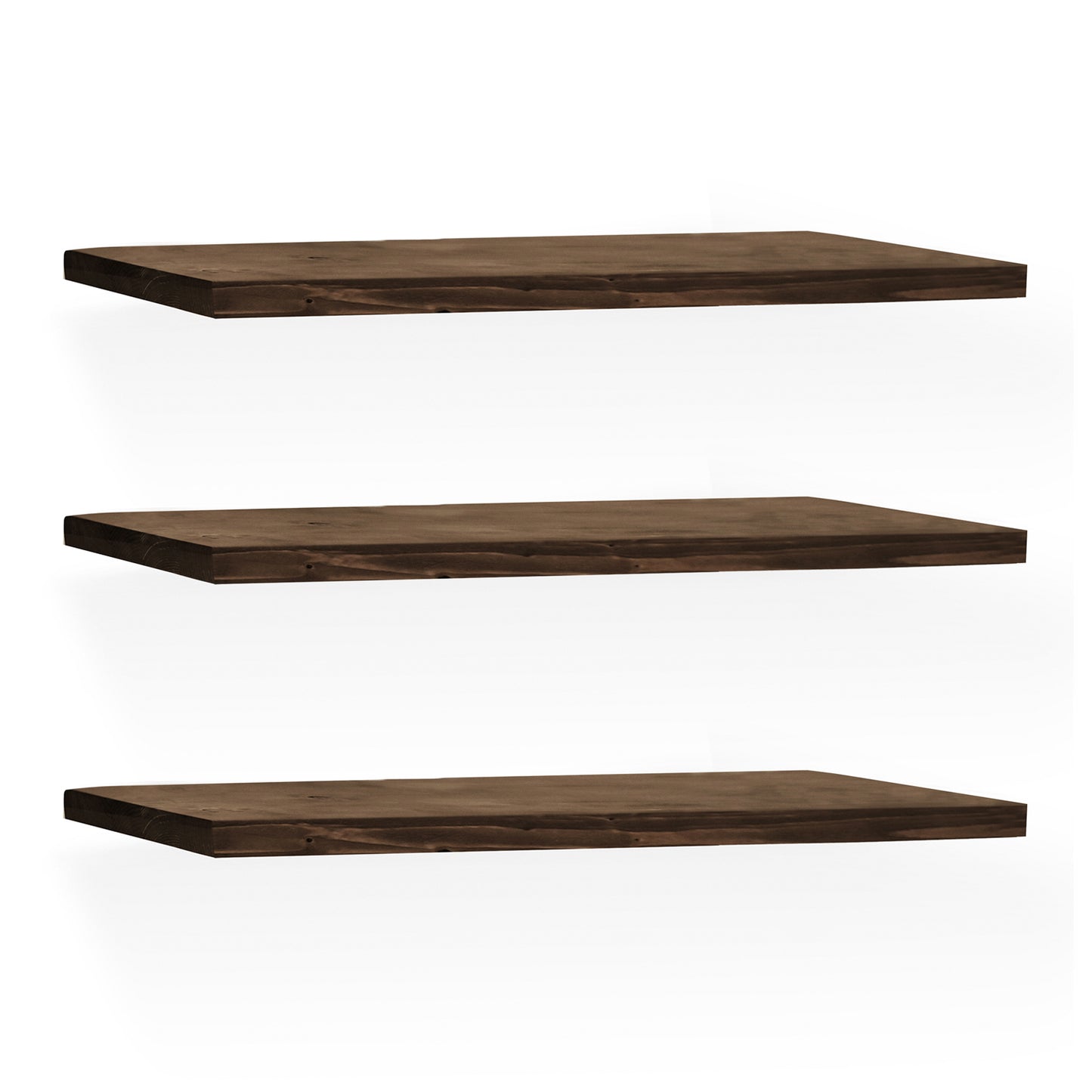 Pack 3 estanterías de madera maciza flotante acabado nogal 100cm - DECOWOOD