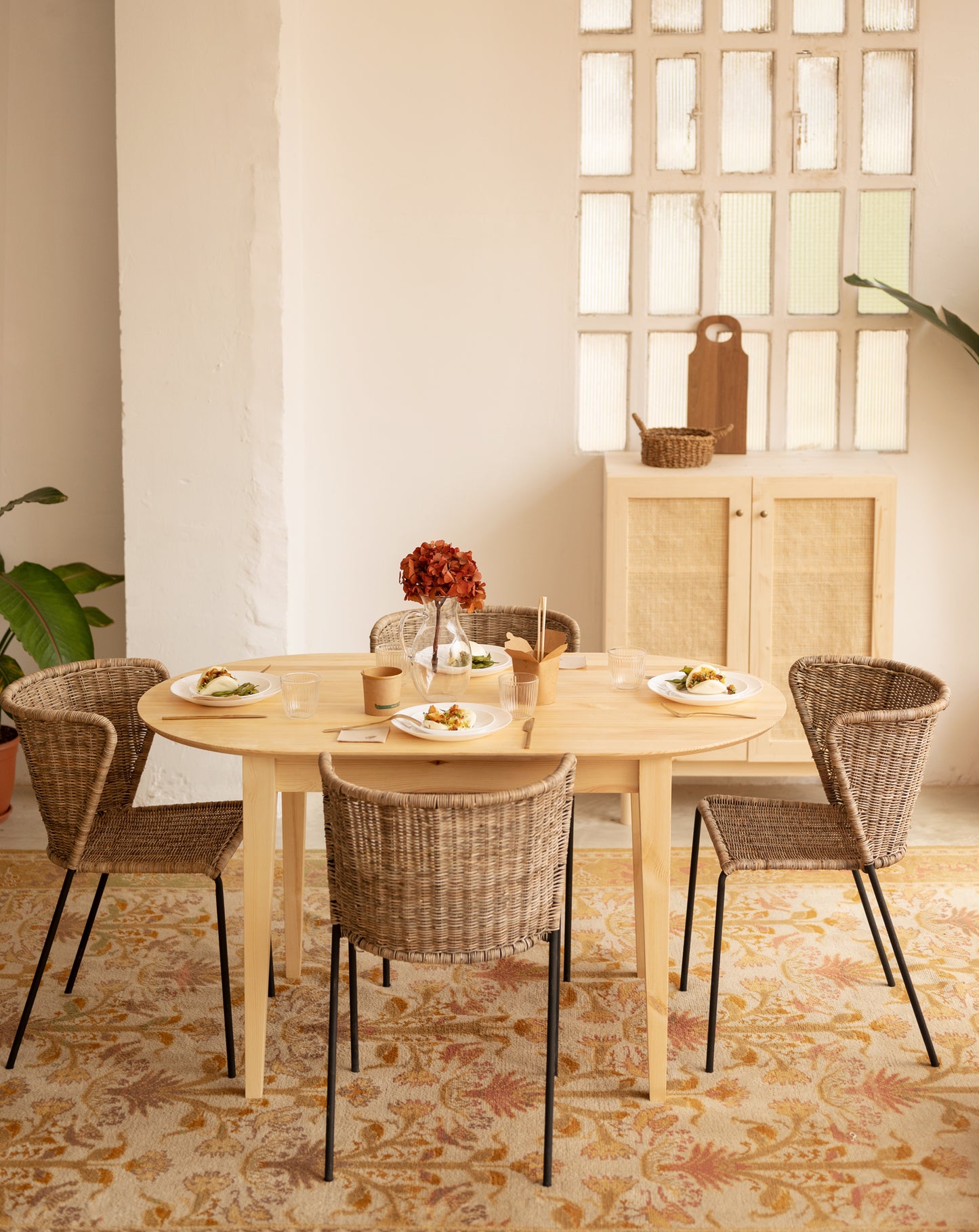 Mesa de comedor de madera maciza Natural 220x80cm - DECOWOOD