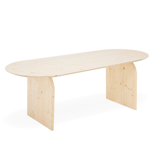 Mesa de comedor ovalada de madera maciza en tono natural 180cm - DECOWOOD