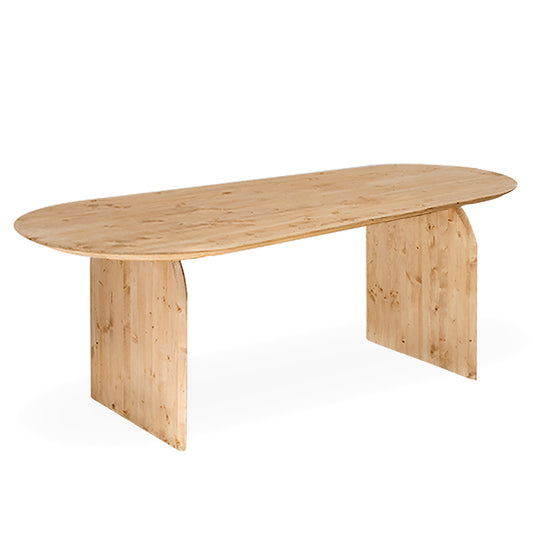 Mesa de comedor ovalada de madera maciza en tono roble medio de 180cm - DECOWOOD