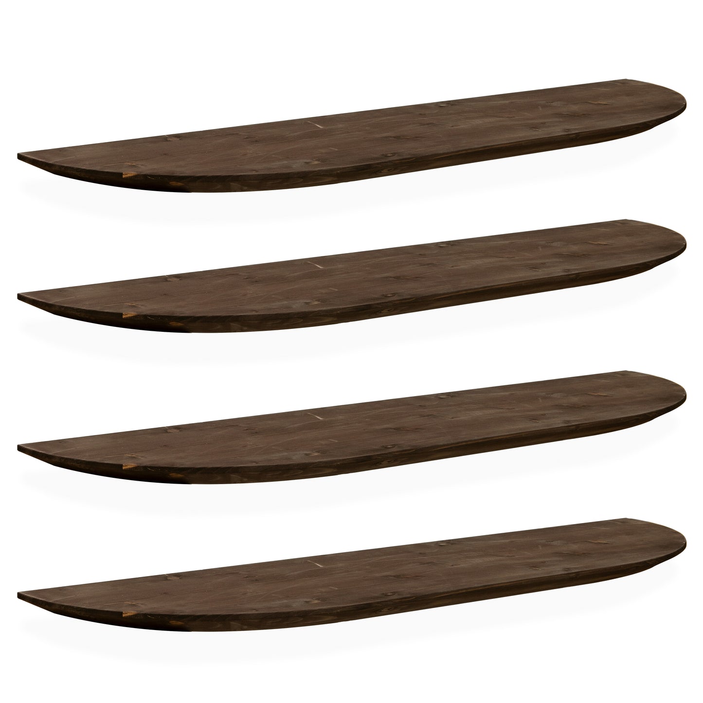 Pack 4 estanterías redondeadas de madera maciza flotantes tono nogal 60cm - DECOWOOD