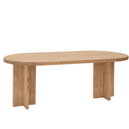 Mesa de comedor de madera maciza ovalada en tono roble medio de 160x78cm - DECOWOOD