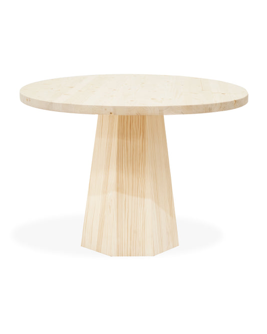 Mesa de comedor redonda de madera maciza en tono natural de Ø115 - DECOWOOD