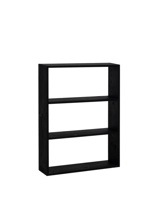 Estantería de madera maciza con 2 estantes negro - DECOWOOD