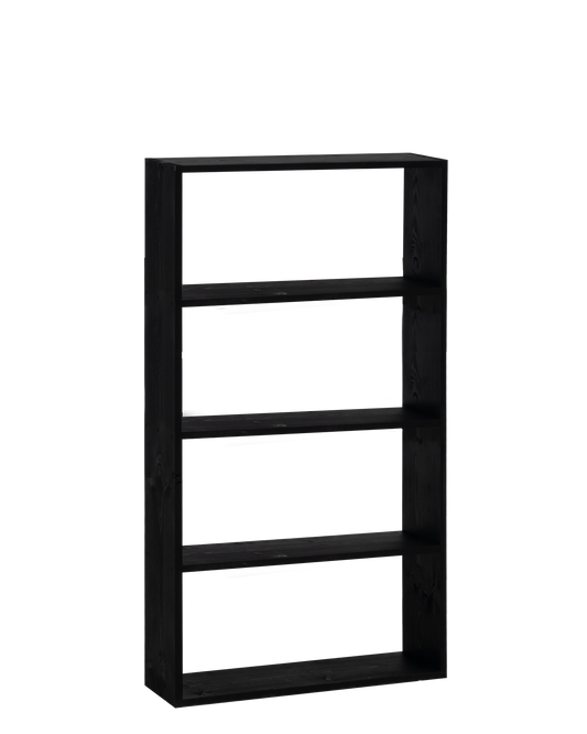 Estantería de madera maciza con 3 estantes negro - DECOWOOD