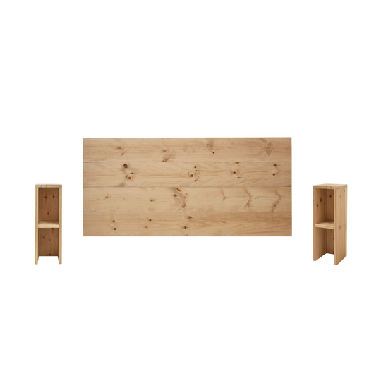 Pack cabecero y mesitas de madera maciza en tono roble medio de 180cm - DECOWOOD