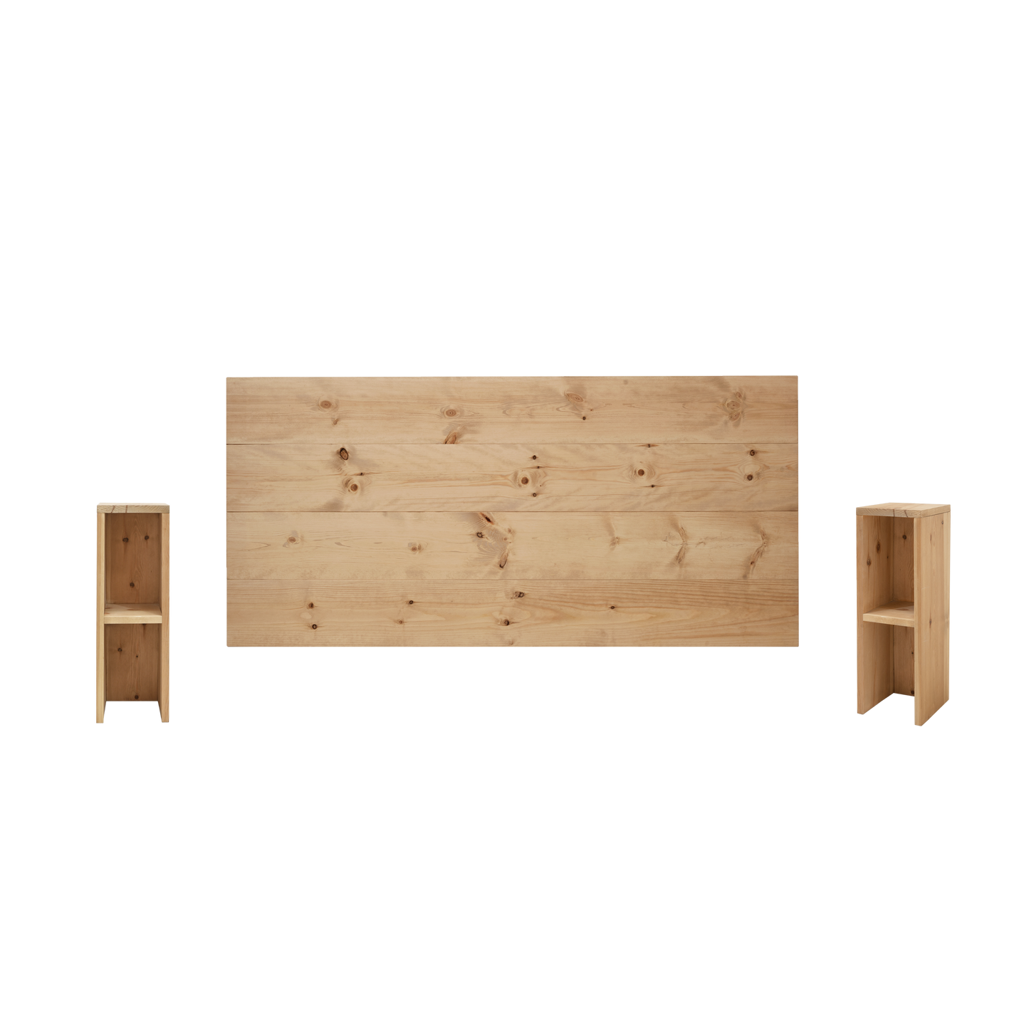 Pack cabecero y mesitas de madera maciza en tono roble medio de 140cm - DECOWOOD